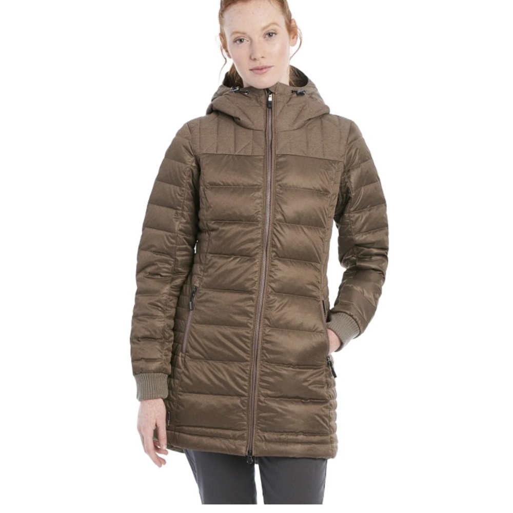 Women's Quilted Hooded Jacket - bronze brown